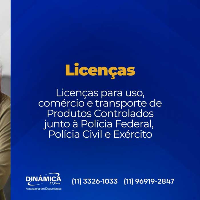 Licença para uso, comércio e transporte de produtos controlados